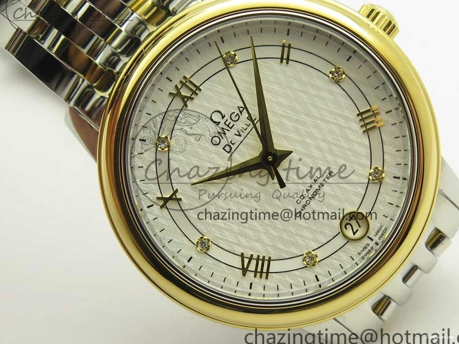 0523 Attractive De Ville Prestige Ladies 32.7mm SS MKF 1:1 Best Edition White Dial Roman Markers on SS YG Bracelet MIYOTA 7965